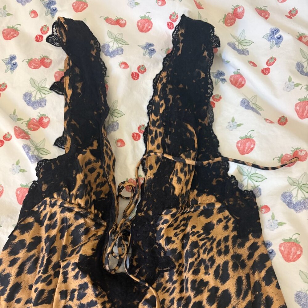 Rumored Lace Black Cheetah Mini Dress